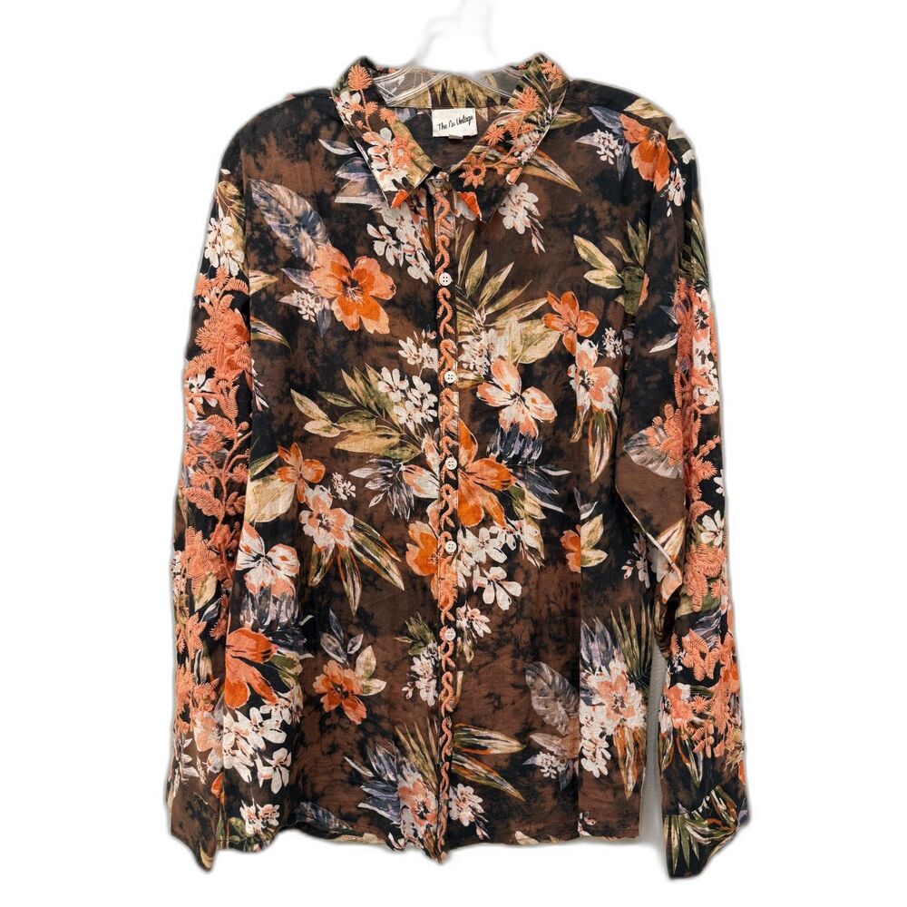 NWOT Vintage Tie-Dye 100% cotton embroidered Floral Shirt - XL - $150 MSRP